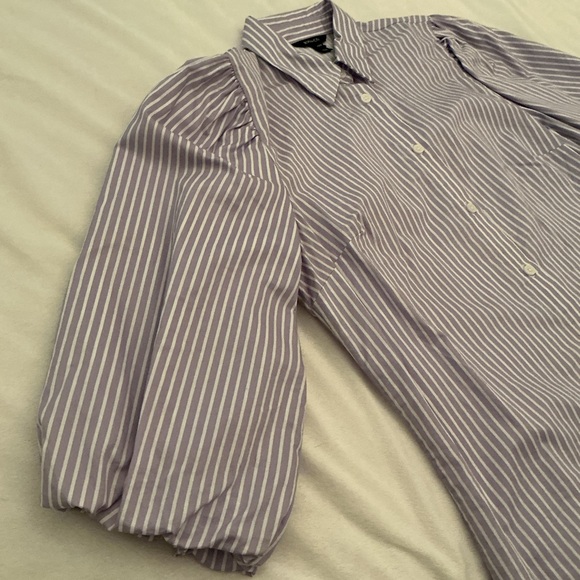 RW&CO. Lavender and White Striped Button-Down Blouse - Picture 4 of 9